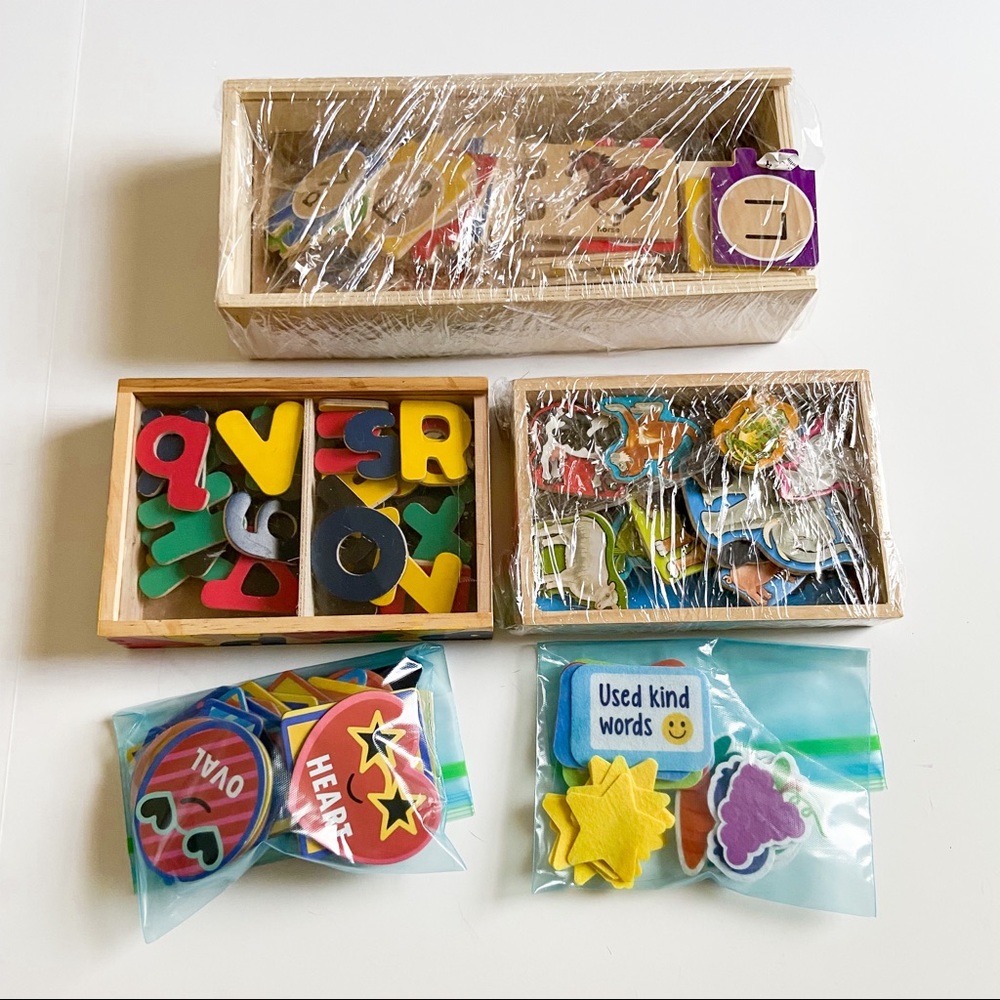 Kids learning bundle magnet letters shapes puzzle animals Melissa & Doug